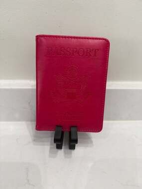 Rose Pink Faux Leather US Passport Holder and Travel Wallet Case